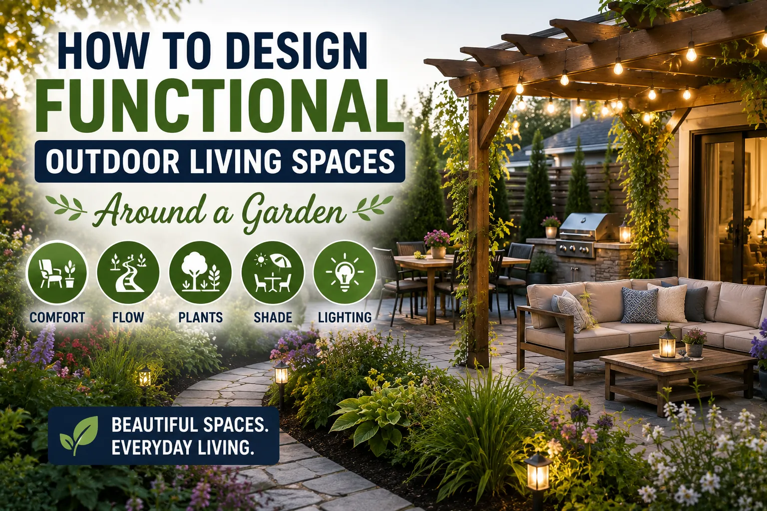 How to Design Functional Outdoor Living Spaces Around a Garden